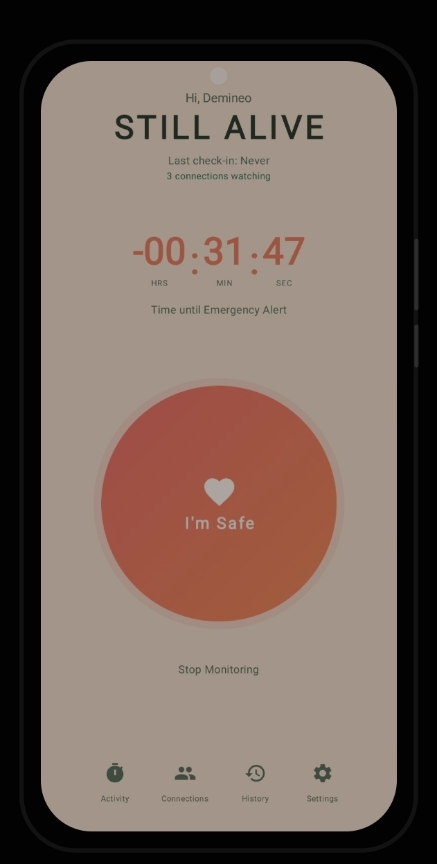 Overdue — timer negative, button shifts to warning gradient